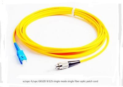 Cabo de fibra ótica 9/125 do único modo G652D de cabo de remendo da fibra ótica do SC para o sistema de FTTX