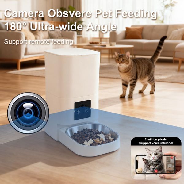Smart Automatic Pet Feeder 2-Way Splitter Double Bowls WiFi Cat Dog Food Dispenser