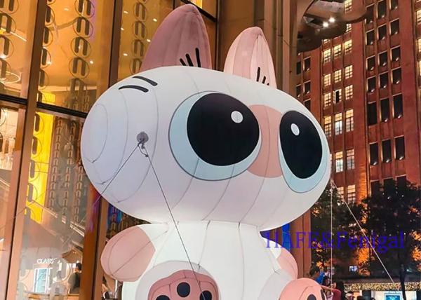 Custom Outdoor Giant Inflatable Cartoon Cat Atmosphere Decoration With LED Lights