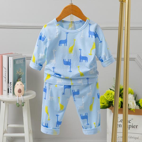 Two Color Children'S Reindeer Pyjamas / Top And Trouser Set 50cm Bust For 12 months