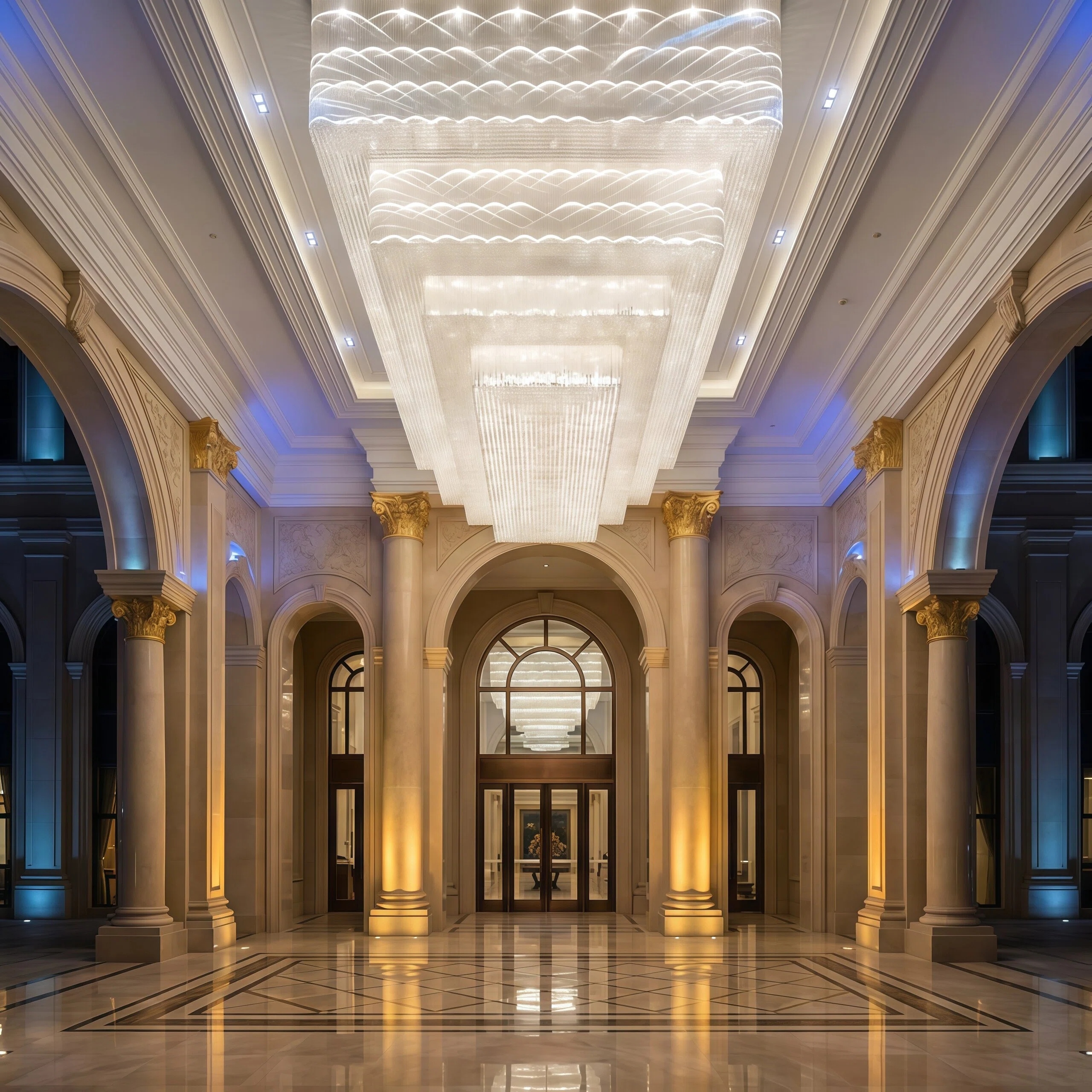 JYLIGHTING Luxury Tiered Rectangular Crystal Chandelier, Custom Metal‑Framed Ceiling Lamp for Grand Lobby and Commercial Interior Projects