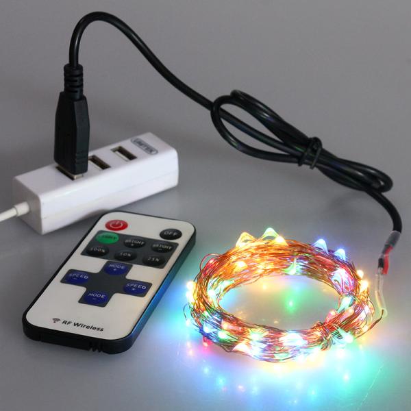 10m 100 LED  Multi-Color Mini USB Remote Control String Lights For Christmas, Party, Festival Decoraction