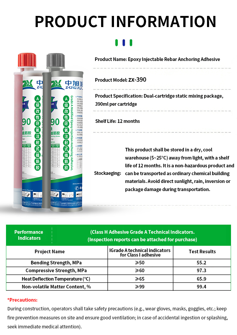 Dual Cartridge Injection Epoxy Anchoring Adhesive Rebar Chemical Anchor Glue Fit for Manual Caulking Gun