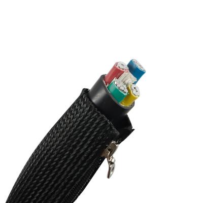 Zipper Braided Sleeving Expandable PET Braided Cable Sleeving Custom Size