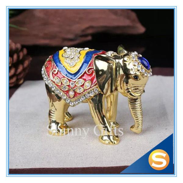Elephant Trinket Box Jewelry Box Enamel Pewter Box