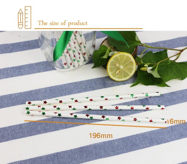 Green foil pattern FDA Certificate Biodegradable Paper Straws Food-grade Recyclable Printed Eco-friendly Paper Straws