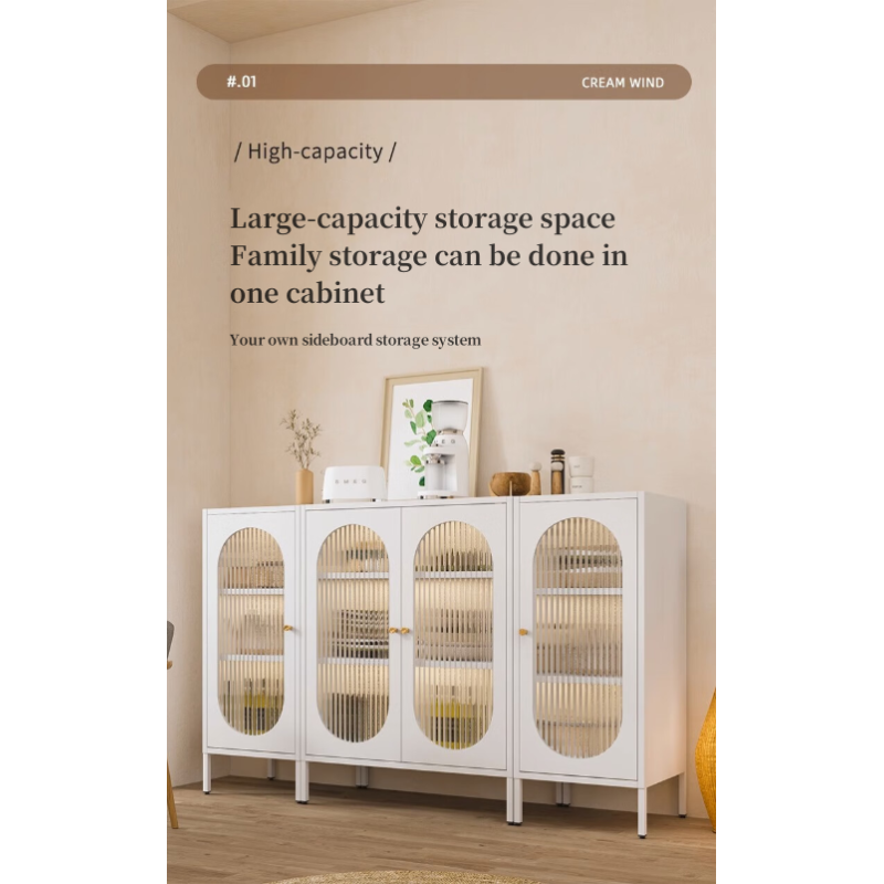 Modern Ultra-Thin Metal Sideboard Buffet Cabinet With 2 Steel Doors Dining Room Furniture for Home Use Living Bedroom Storage