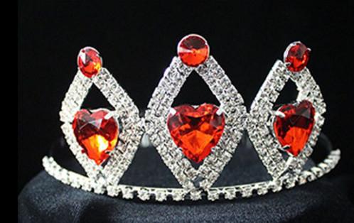 12 inch big round rhinestone crystal pageant crowns and tiara gift for party and holiday red stone crowns display sale