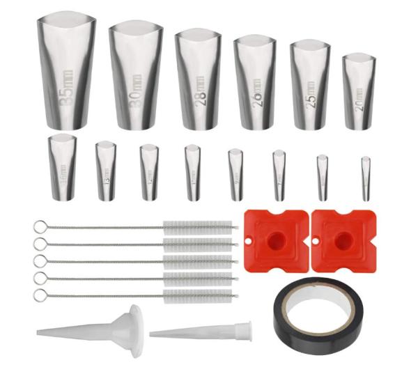 K-013 24pcs Caulking Finisher Kit Caulk Nozzle Applicator Reusable Stainless Steel Caulking Nozzle Sealant Finishing Nozzle