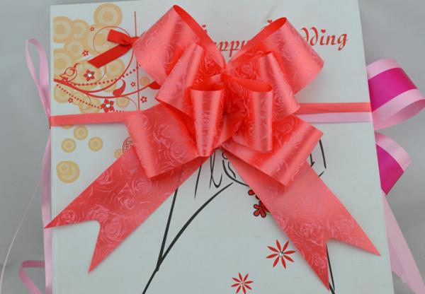 Rose Printed or Heart logo Pull bow for Holiday and valentaine day gift packing