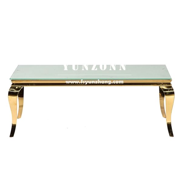 Romantic Rectangle Stainless Steel Frame with Mirror Glass Top Modern Design Wedding Event Coffee Table