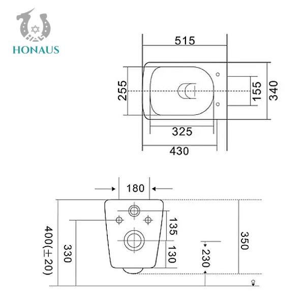 CE ROHS Restaurant Square Tankless Wall Mounted Toilet Hanging Toilet Bowl