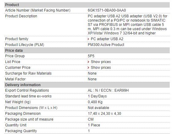 Кабель USB 6GK1571-0BA00-0AA0 6GK1 571-0BA00-0AA0 Сименс