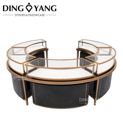 Manufacturer Supplier, Round Center Island Fashion Custom Made Jewellery Display Cabinet, Glass Top Jewelry Showcases