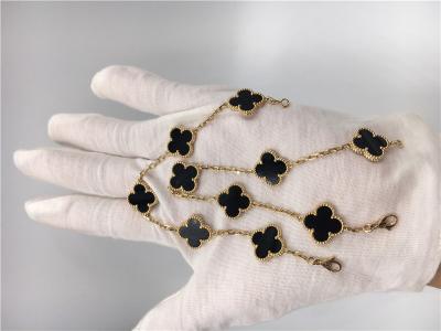 Joia do ouro de Alhambra 18K do vintage das mulheres feito a mão com ônix nenhum diamante
