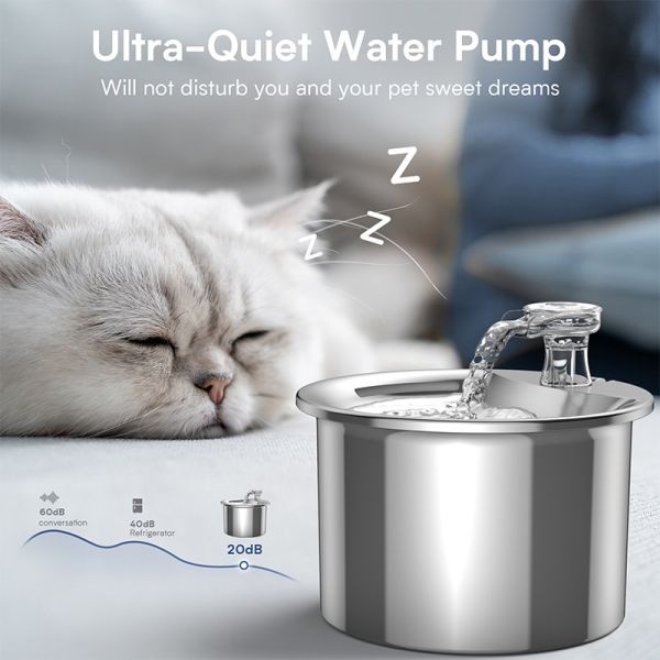 Automatic Circulation Modern Smart Pet Water Fountain with Chargeable Stainless Steel Filter Eco-friendly for Cats
