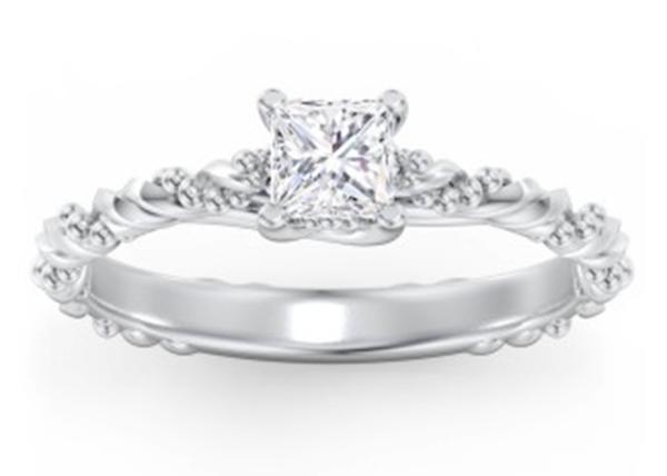 Princess Cut Real Diamond Jewellery Ring Twisted Rope Style 6×6mm Size OEM