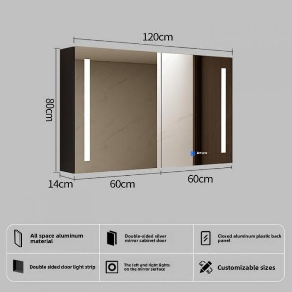 Custom-Size Modern Bathroom Medicine Cabinet Smart Multi-Function Toilet Mirror Touch Sensor Switch Water Apartment Villa