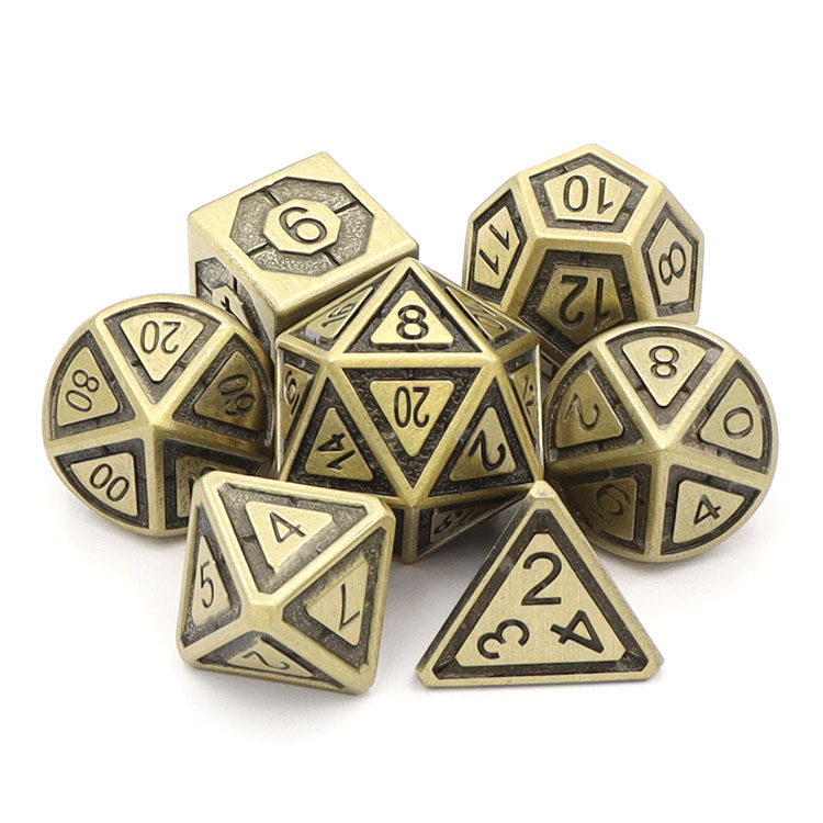 Zinc Alloy Metal Dice Set with Custom Colors and 14-20mm Size for DND & RPGs