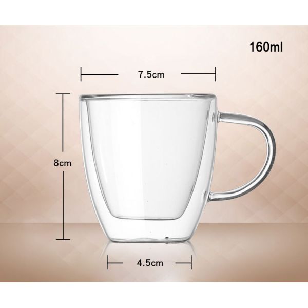 Изощренная чашка Хандмаде теплостойкой двойной стены стеклянная ищет кофе