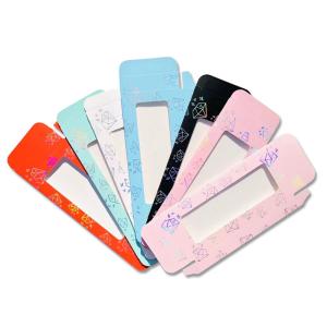 Manchons d'emballage de cils en papier coloré avec fenêtre transparente et