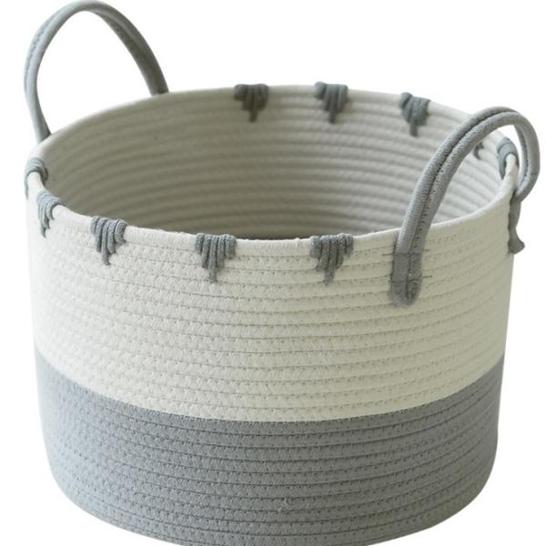 Wholesale 3pcs Set Foldable Handmade Woven Cotton Rope Hamper Storage Kids Toys Laundry Basket With Handles