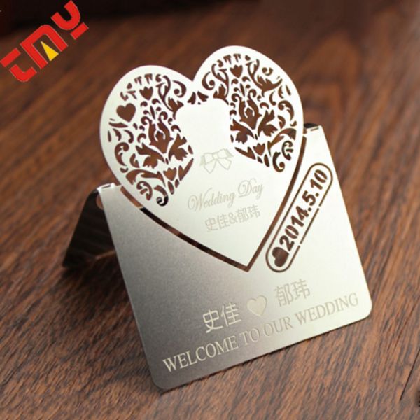 Customized 3D Popup Metal Wedding Invitation Card Carved Design Box Envelope (Paper/Metal Custom Shape/Size)