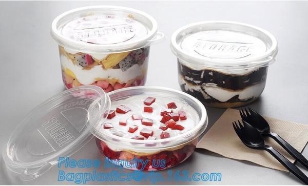 as tampas plásticas de mantimento frescas da abóbada da imprensa do aferidor do alimento do vácuo da saúde da caixa de vidro redonda, limpam Refriger vegetal Microwavable