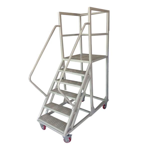 20 Foot 24 Foot  Mobile Safety Step Ladder For Warehouse Aluminum Alloy