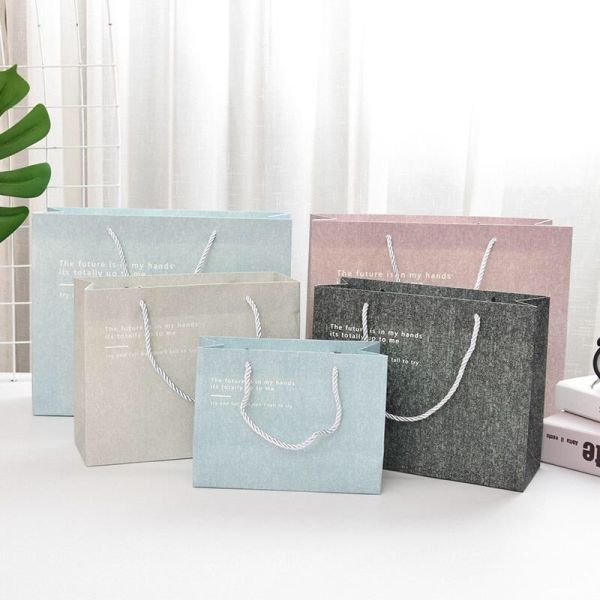 Handheld Present Custom Paper Shopping Bags INS Style Birthday Gift Bags