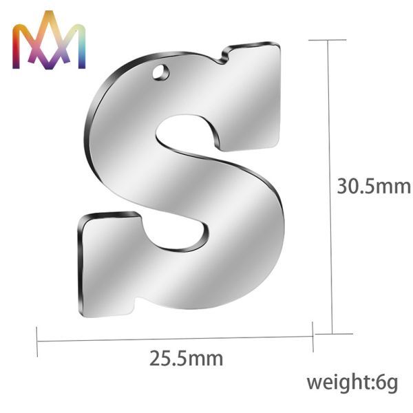 Electroplating SS304 Alphabet Letter Charms For DIY Crafts Jewelry Making