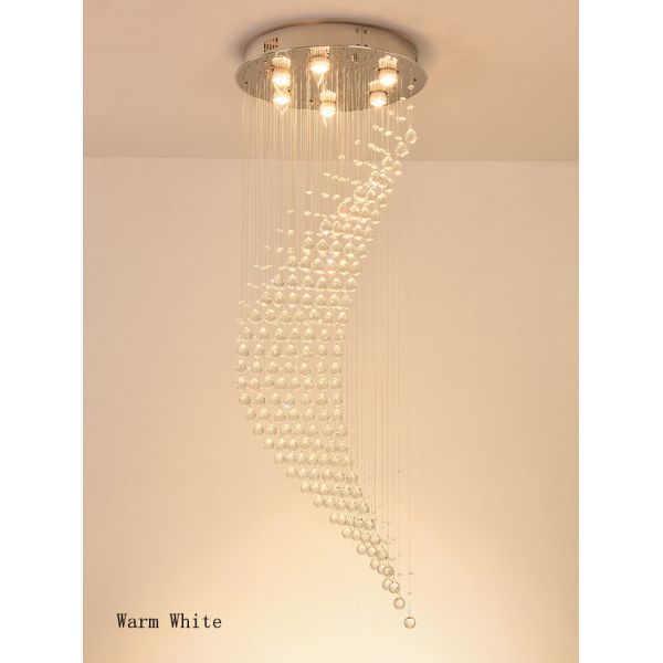 Crystal Modern Chandelier Single Spiral Ladder Foyer Chandelier crystal led pendant lights(WH-NC-34)