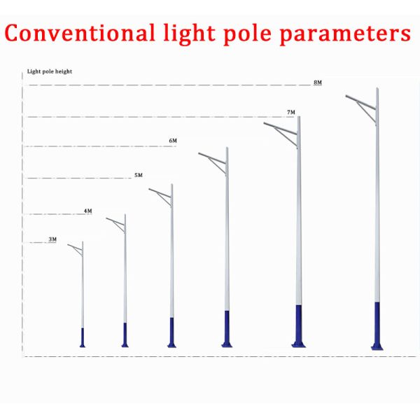 solar street lamp pole 3-12 meters single/double arm for outdoor lighting solutions