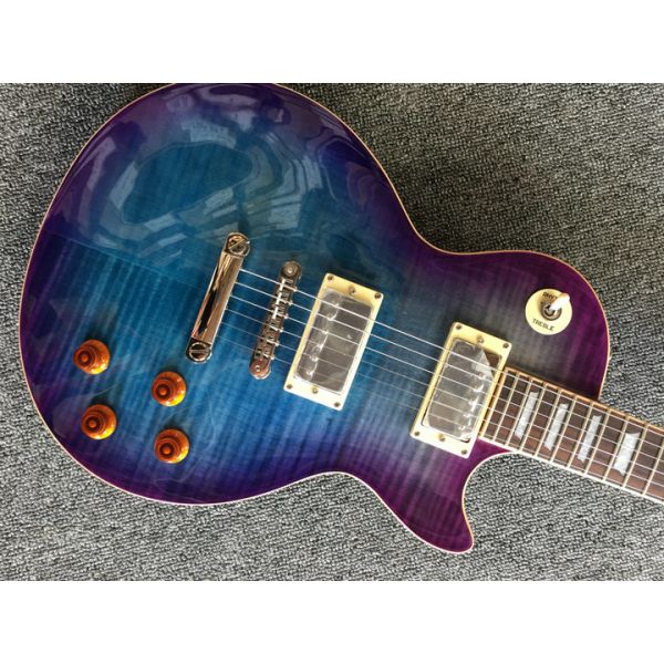 2017 New + guitar factory + Chibson LP custom electric guitar blue flame maple top LP custom 1959 guitar Free Shipping L