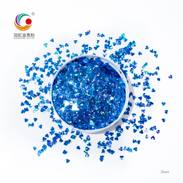 3mm Starry Heart Round Body PET Glitter Powder For Party Wedding Decoration
