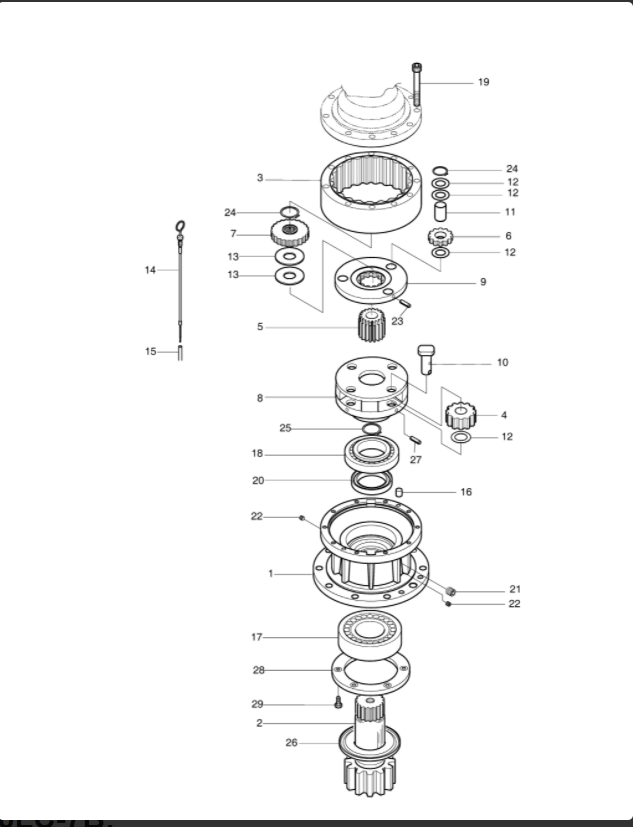 DH150-7 DH130-5 Swing Reduction Gear , 404-00062 K1007357B 401-00003B Swing Gear Box