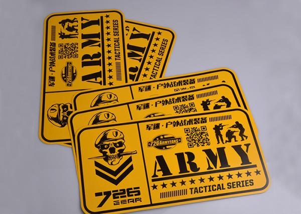 Print yellow and black color outdoor UV resistant army tactical series advertising stickers decals custom