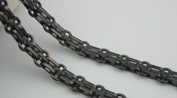 Fashionable classical high quality light gold 12 mm width three rows metal chain for handbags