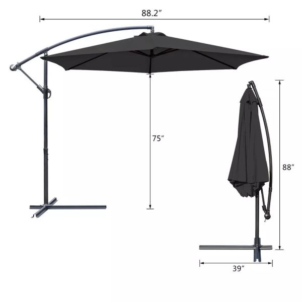 Patio Umbrella 10FT Steel Frame Waterproof Sun Shade Parasol for Outdoor Hanging Offset