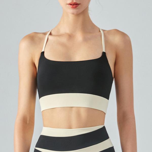 Color contrast sports bra shockproof Female Yoga vest bra with bra pad