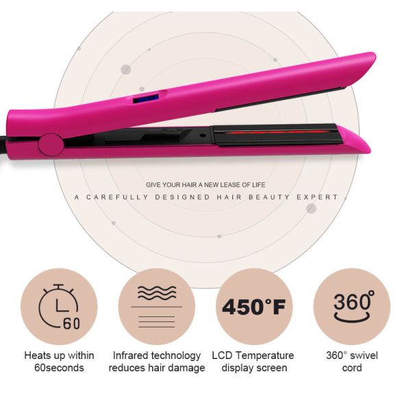 1 Inch 450 Degrees Ceramic Plate Flat Iron Professional Salon Tools Infrared