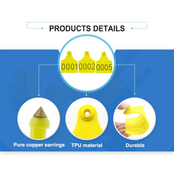 Orange Yellow Green Livestock ID Tags Cattle Management Tags 75*60mm