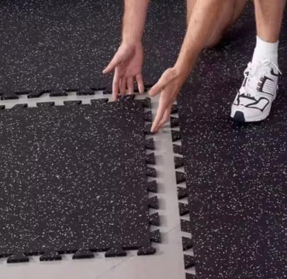 Interlocking Rubber Gym Floor Tiles 1000x1000mm Shock Absorbent