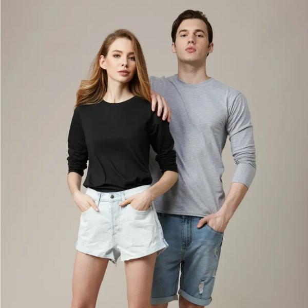                  Casual Unisex Black Plain T-Shirt Custom, Wholesale Full Sleeve Shirts for Men, Long Sleeve T-Shirts for Men             