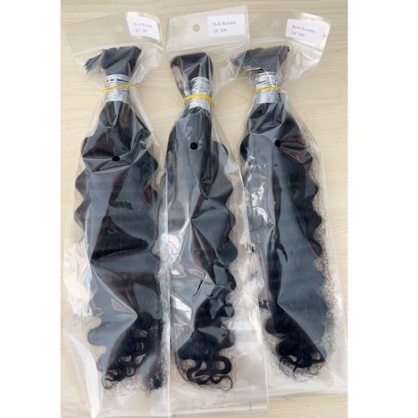Double Drawn Deep Wave Human Hair Bulk For Braiding Natural Black