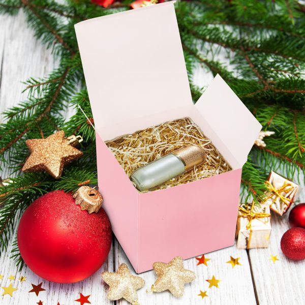 L*W*H cm Custom Recycle Folding Square Shopping Gift Box Pink Recyclable Rigid Ivory Board Paper Box