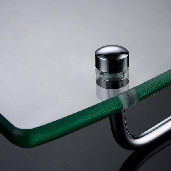 Material de aço inoxidável estilo de design moderno banheiro de canto prateleira de vidro para prateleiras