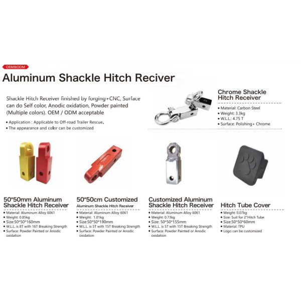 Receptor de enganche de algodón de aluminio aplicable a los remolques todoterreno de rescate