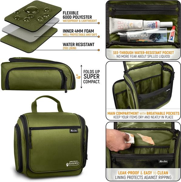Large Hanging Travel Toiletry Bag for Men and Women Waterproof Bag with Hook for Toiletries Makeup Cosmetics