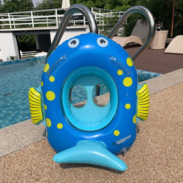 Gender-Neutral Swimming Pool Float Tubes Inflatable Cartoon Fish Design for Kids' Fun